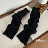 Calcetines JK, calcetines de otoño e invierno, calcetines apilados, calcetines cortos de mapache para mujer, calcetines hasta la pantorrilla, calcetines de sentadillas, calcetines largos de empuje, todo a juego, negros, invierno