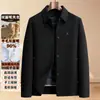 Chaqueta de Lana Doble Cara para Hombre en Otoño e Invierno Lana Merino Solapa 90 Pluma de Ganso Blanco Forro Desmontable Abrigo para Hombre