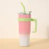 Macaron Taza de Hielo de Gran Capacidad con Asa de Color Degradado Acero Inoxidable 304 Taza Térmica para Exteriores y Coche
