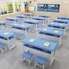 Escritorios y Sillas para Estudiantes de Primaria y Secundaria Combinación Mesa Larga Color Clase de Tutoría Individual y Doble Mesa de Entrenamiento de Doble Capa