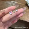 Pendientes de Corazón Coloridos de Piedra Lunar Pequeños de Plata S925 Aguja Fina Diseño de Nicho Exquisitos Dulces Simple Estilo Ins para Mujer