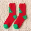 Calcetines de coral fleece para otoño e invierno, estilo navideño, engrosados y afelpados, diseño de reno de dibujos animados, calcetines cálidos de medio terciopelo para mujer