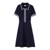 Vestido de Punto de Seda Helada Estilo Hepburn Coreano para Verano, Talla Pequeña, Adelgazante, Elegante, Moderno, Rejuvenecedor, Vestido Corto Casual