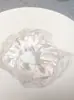 Elástico de Cabelo Scrunchie Listrado com Renda Estilo Coreano para Mulheres, Acessório de Cabelo Suave e Elegante, Elástico de Cabelo Scrunchie Estilo Coreano