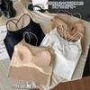 Camisola pequeña de seda de hielo de verano con espalda descubierta y agujeros, sin costuras, interior con almohadilla para el pecho, pecho envolvente, prenda exterior que combina con todo, parte superior con espalda descubierta