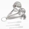 Conjunto de Funil de Aço Inoxidável Personalizado de Três Peças, Cabo Longo e Cabo Curto, Essencial para Prevenção de Vazamento de Óleo, Conjunto de Funis para Óleo Essencial