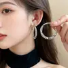 Brincos Grandes Argola com Pedras de Diamante Moda Luxo Leve para Rostos Quadrados e Redondos, Brincos Statement Tendência e Únicos, Acessórios de Orelha da Moda para Atacado