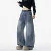 Jeans retro americanos de bajo curvo para hombre, estilo high street de primavera y otoño, corte limpio, pantalones casuales holgados de pierna ancha para hombre