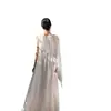 Vestido Estilo Resort para Mulheres, Elegante Vestido Social de Luxo para Festa de Aniversário, Vestido Longo de Chiffon com Renda de Fita Resistente
