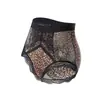 Panty de encaje para mujer con estampado de leopardo, talle alto, control de abdomen, transpirable, antibacteriano 10A, con fuelle extendido, sexy y seductor, tipo bikini