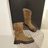 Botas de Media Caña Estilo Coreano Pato Punta Redonda Suela Gruesa para Mujer Botas Vaqueras Casuales Retro de Cuero Mate Hebilla Plegadas