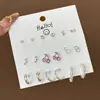 Set Semanal de Pendientes de Nicho Estilo Coreano, Pendientes Lindos y Compactos de Aleación Electroplateada con Pedrería, Venta al por Mayor