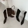 Botas de Cavaleiro Femininas, Novo Modelo 2026, Bico Fino, Salto Fino, Salto Médio, Botas de Cano Alto, Botas Retas, Preto, Adulto