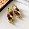Pendientes de Plata Maciza con Resina Hueca en Forma de Gota de Agua Estilo Hong Kong Moda Retro Versátiles Pendientes de Botón Personalidad Tendencia Pendientes de Nicho
