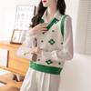 Ropa Nueva de Otoño para Mujer Chaleco de Punto Pequeño con Flores Chaleco Interior para Mujer Traje de Estilo Chaleco Reductor de Edad Chaleco de Hombro