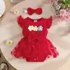 Verano Niña Dulce Sin Mangas Encaje Malla Triangular Falda Flor de Encaje para Recién Nacido Vestido de Culo