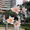 Nueva boda flor artificial color otoño 5 magnolias grandes rojas boda china diseño de ingeniería decoración flor falsa al por mayor