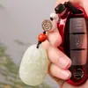 Jade de Hetian Doce Signos del Zodíaco Buda Llavero para Coche Colgante para Coche de Hombres y Mujeres Cordón Personalizado Colgante de Joyería de Jade
