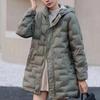 Nuevo Otoño e Invierno Moda Transfronteriza Adhesivo Chaqueta Ligera de Plumón para Mujer de Largo Medio Adelgazante Chaqueta Ligera de Plumón de Pato Blanco Moderna