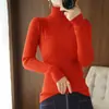 Novo Suéter de Caxemira Outono Suéter de Gola Alta Feminino Suéter Curto Grosso com Costura Canelada Slimming Malha Camada Base