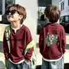 Nueva camiseta de manga larga de dos piezas falsas para niños y niñas, para niños mayores, con patrón de gofre, estilo coreano, camiseta básica elegante