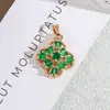 Color dorado cobrizo chapado que conserva el color microincrustado de circonita completo de diamante trébol colgante pendientes hechos a mano DIY pasador de pelo pasador de pelo accesorios de joyería