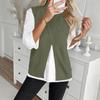 Colete Tricotado Feminino Amazon Slim Elegante Casual Europeu e Americano Transfronteiriço Fenda Cor Sólida Primavera e Outono 2025 Suéter Feminino