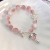 Pulsera de Lazo de Princesa de Cuatro Pares de Cuentas Explosivas para Mujer, Estilo Ins con Cuentas Chinas, Esmalte Nicho Superior, Pulsera de Novia