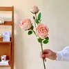 Flores artificiales color rosa princesa pintadas en el borde, arreglo floral artificial, ramo de alta gama, decoración para sala de estar y mesa de comedor, adorno de arte floral, transfronterizo