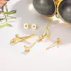 Pendientes de Estrella de Cuatro Puntas Colgantes Traseros de Nuevo Estilo para Mujer, Pendientes de Lujo Ligero de Alta Gama, Pendientes de Diseño Moderno