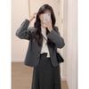 Chaqueta de traje gris pequeña Jinbukang para mujer, principios de primavera, otoño, nuevo traje, popular este año, casual, con un toque juvenil