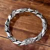 Pulsera para Hombre de Lujo Ligero Calada Plateada Patrón Auspicioso Pulsera Retro Trendy Nicho Hip-Hop Punk Venta Directa de Fábrica