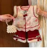 Conjunto de Ropa de Año Nuevo para Niñas Timo 2026 Nochevieja Niña Pequeña Bebé Chaleco Conjunto de Dos Piezas Estilo Chino