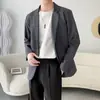 Blazer de Negócios Masculino Estilo Coreano Moderno Manga Longa Top Formal Jaqueta de Terno Casual Slim Fit Tratamento Anti-Amasso