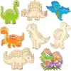 8 Peças de Fatias de Madeira de Dinossauro Não Acabadas DIY Animal Artesanato de Madeira para Pintar Suprimentos para Festa de Aniversário de Dinossauro Infantil