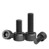 Tornillo de Rosca Inversa de Cabeza Cóncava Hexagonal Negra Grado 12.9, Cabeza Cilíndrica Moleteada de Alta Resistencia, Hexagonal de Rosca Completa Negra