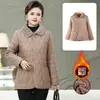 Chaqueta de Cuero PU con Forro de Felpa Cálido para Mujer, Estilo Corto, Invierno, Ropa para Mamá de Mediana Edad y Adulta Mayor, Chaqueta Gruesa con Relleno de Algodón, Venta al por Mayor