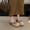 Deslumbrantes Chinelos Slip-On de Malha Trançada com Bolinhas, Meio Chinelo Birkenstock-Style da Moda com Solado Grosso que Aumenta a Altura para Uso Externo, Novo Modelo de Verão 2026