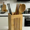 Portapalillos Drenante Multiusos, Portapalillos Carbonizado, Hecho de Bambú Natural, Accesorios de Cocina y Hogar Estilo Japonés y Chino
