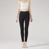 8832 Calça térmica sem costura de cintura alta para mulheres no outono e inverno, escovada dos dois lados, gera calor, alta elasticidade, protege a barriga, corte justo, calça de camada base respirável