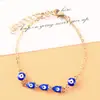Conjunto de Pulsera y Collar Popular Transfronterizo Europeo y Americano con Ojo de Diablo Incrustado de Diamantes, Joyería de Alto Nivel Personalizable Apilable para Mujeres