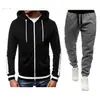 Nuevo Suéter Casual con Cremallera y Capucha para Hombre, Conjunto de Cárdigan Color Block
