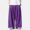 Pantalones Cargo Holgados de Pierna Ancha Estilo Perezoso Casual Nuevos para Hombre Tallas Grandes Paracaídas Verano Pantalones Largos Pantalones Harem Morado