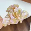 Pinza para el Cabello de Doble Flor de Gama Alta con Hermosa Textura de Acetato, Pinza de Tiburón Tridimensional, Pasador Súper de Ensueño Sencillo, Accesorio para el Cabello para Mujeres