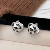 Pendientes de Plata con Estampado de Leopardo y Goteo de Aceite Colección de Moda Retro Transfronteriza Diseño Versátil Pendientes de Lujo Ligero de Gama Alta de Nicho