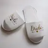 Chinelos de Pijama para Festa de Casamento Itens Descartáveis de Quarto de Hotel Sapatos com Letra em Inglês Fonte Brilhante Noiva