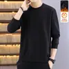 Sudadera de otoño e invierno para hombre, versátil, holgada, casual, moderna, de cuello redondo, con forro polar, elegante camisa básica