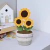 Producto terminado transfronterizo: Flores artificiales de tulipán y peonía tejidas a crochet, adornos de regalo creativos, plantas en maceta para decoración del hogar