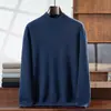 Suéter masculino de cashmere com gola alta, malha lisa de uma cor para outono e inverno, caimento solto estilo coreano, malha de lã plus size, transfronteiriço