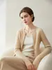 Suéter Rayado Clásico 100% Cachemira para Mujer, Nuevo Cardigan de Punto Ajustado con Cuello Redondo para Otoño e Invierno, Prenda Superior de Manga Larga con Cremallera